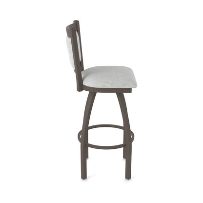 Swivel Bar Stool with Bronze Finish and Graph Alpine Seat and Back