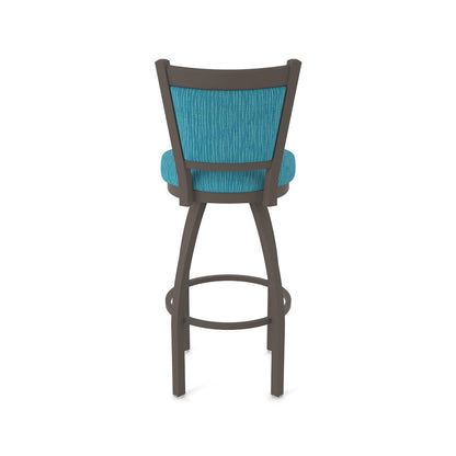 Swivel Bar Stool with Bronze Finish and Graph Tidal Seat and Back