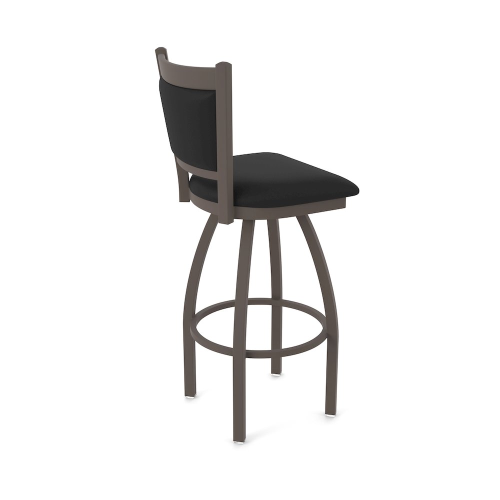 Swivel Bar Stool with Bronze Finish and Black Vinyl Seat and Back