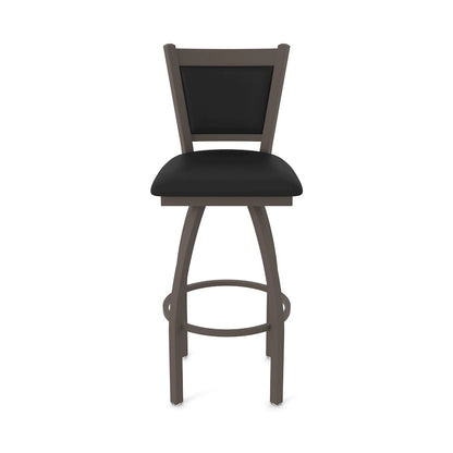 Swivel Bar Stool with Bronze Finish and Black Vinyl Seat and Back