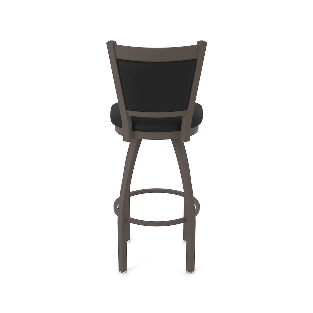 Swivel Bar Stool with Bronze Finish and Black Vinyl Seat and Back