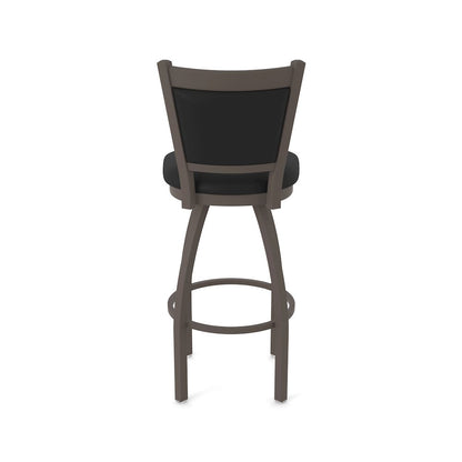 Swivel Bar Stool with Bronze Finish and Black Vinyl Seat and Back