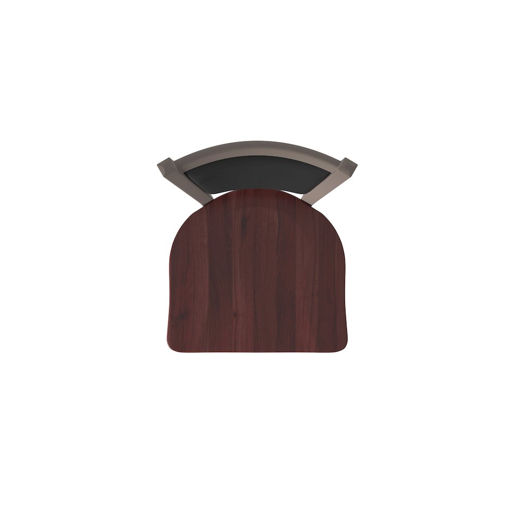 Swivel Bar Stool with Bronze Finish and Dark Cherry Maple Seat and Black Vinyl