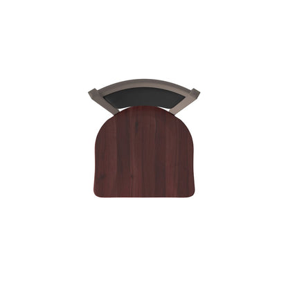 Swivel Bar Stool with Bronze Finish and Dark Cherry Maple Seat and Black Vinyl