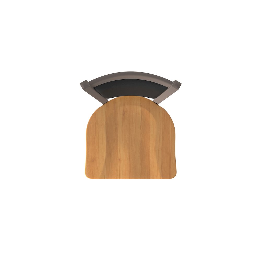 Swivel Bar Stool with Bronze Finish and Medium Maple Seat and Black Vinyl Back