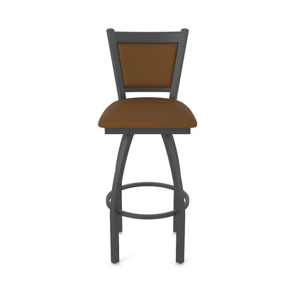 Swivel Bar Stool with Pewter Finish and Canter Thatch Seat and Back