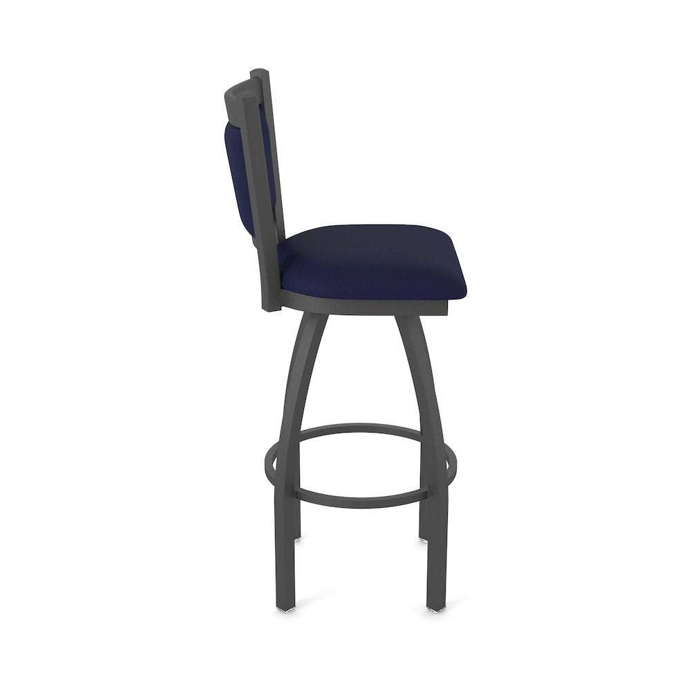 Swivel Bar Stool with Pewter Finish and Canter Twilight Seat and Back