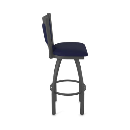 Swivel Bar Stool with Pewter Finish and Canter Twilight Seat and Back
