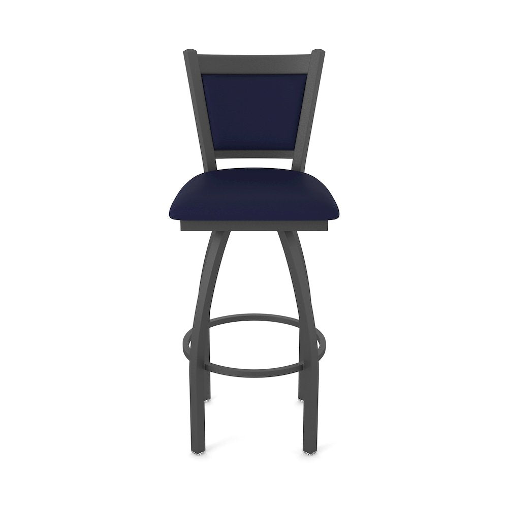 Swivel Bar Stool with Pewter Finish and Canter Twilight Seat and Back