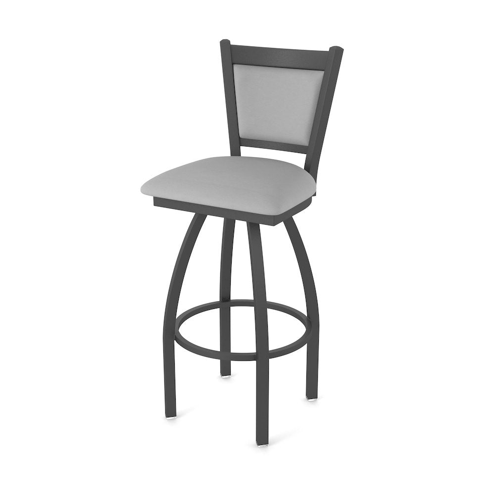 Swivel Bar Stool with Pewter Finish and Canter Folkstone Grey Seat and Back