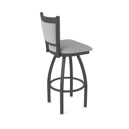 Swivel Bar Stool with Pewter Finish and Canter Folkstone Grey Seat and Back