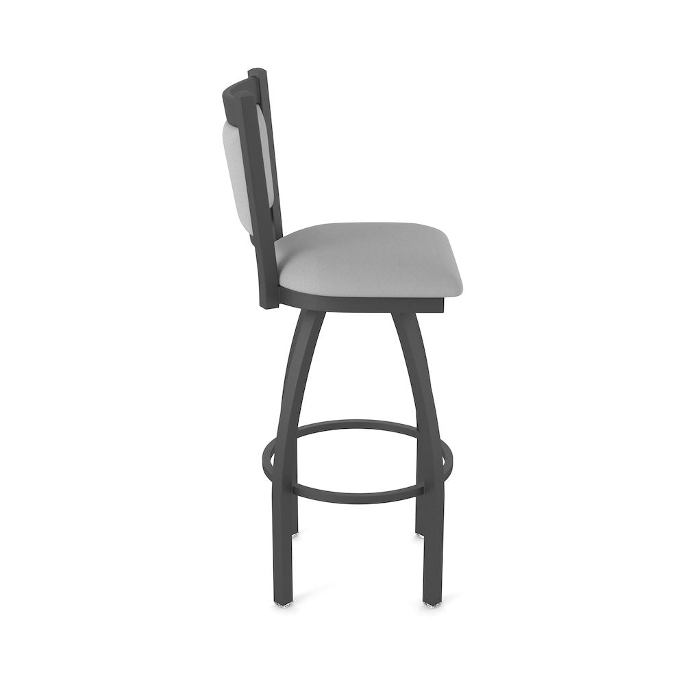 Swivel Bar Stool with Pewter Finish and Canter Folkstone Grey Seat and Back