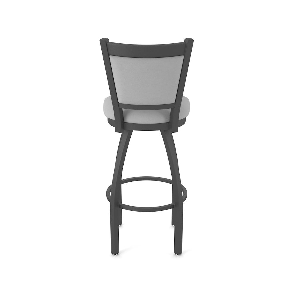 Swivel Bar Stool with Pewter Finish and Canter Folkstone Grey Seat and Back