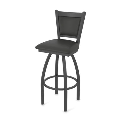 Swivel Bar Stool with Pewter Finish and Canter Iron Seat and Back