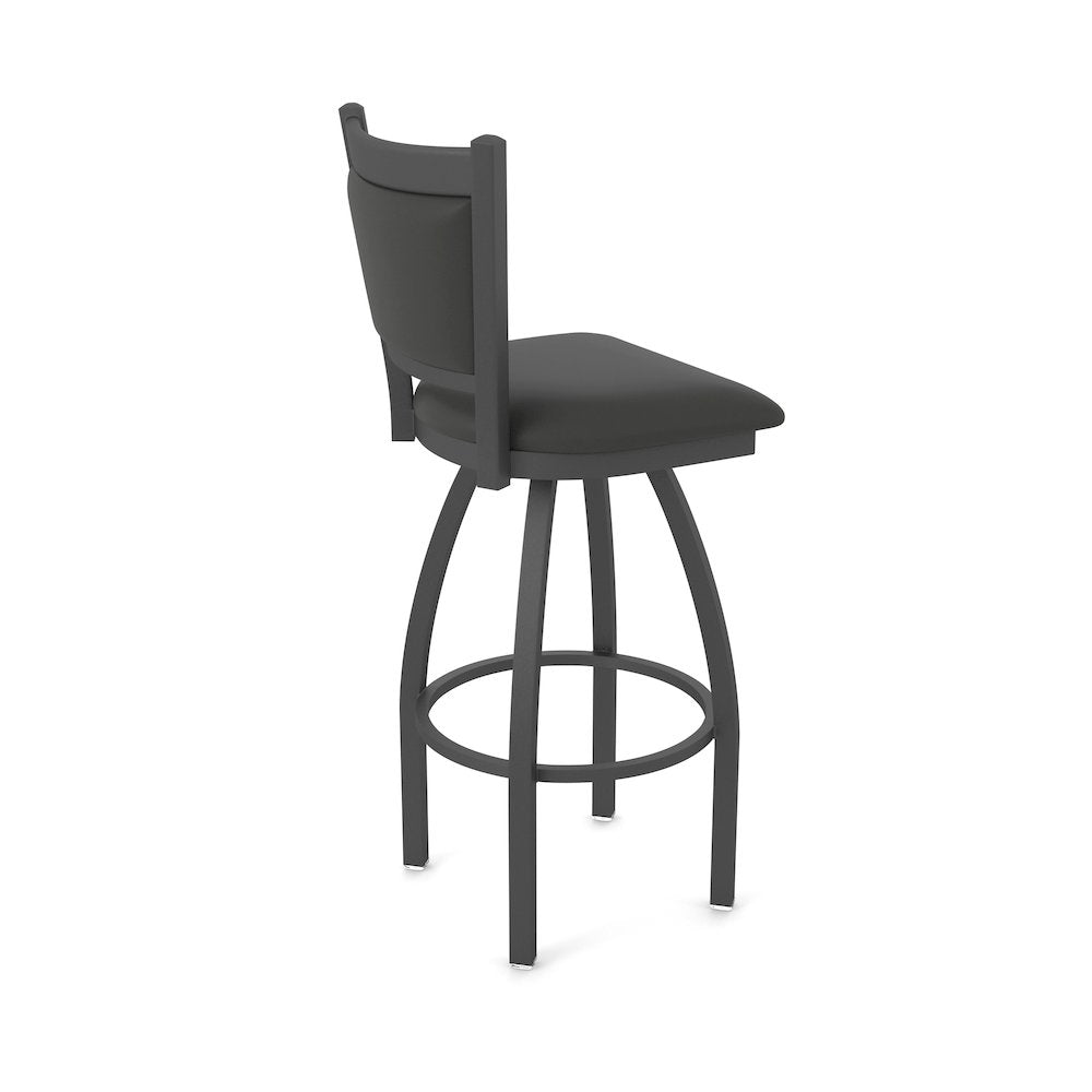 Swivel Bar Stool with Pewter Finish and Canter Iron Seat and Back