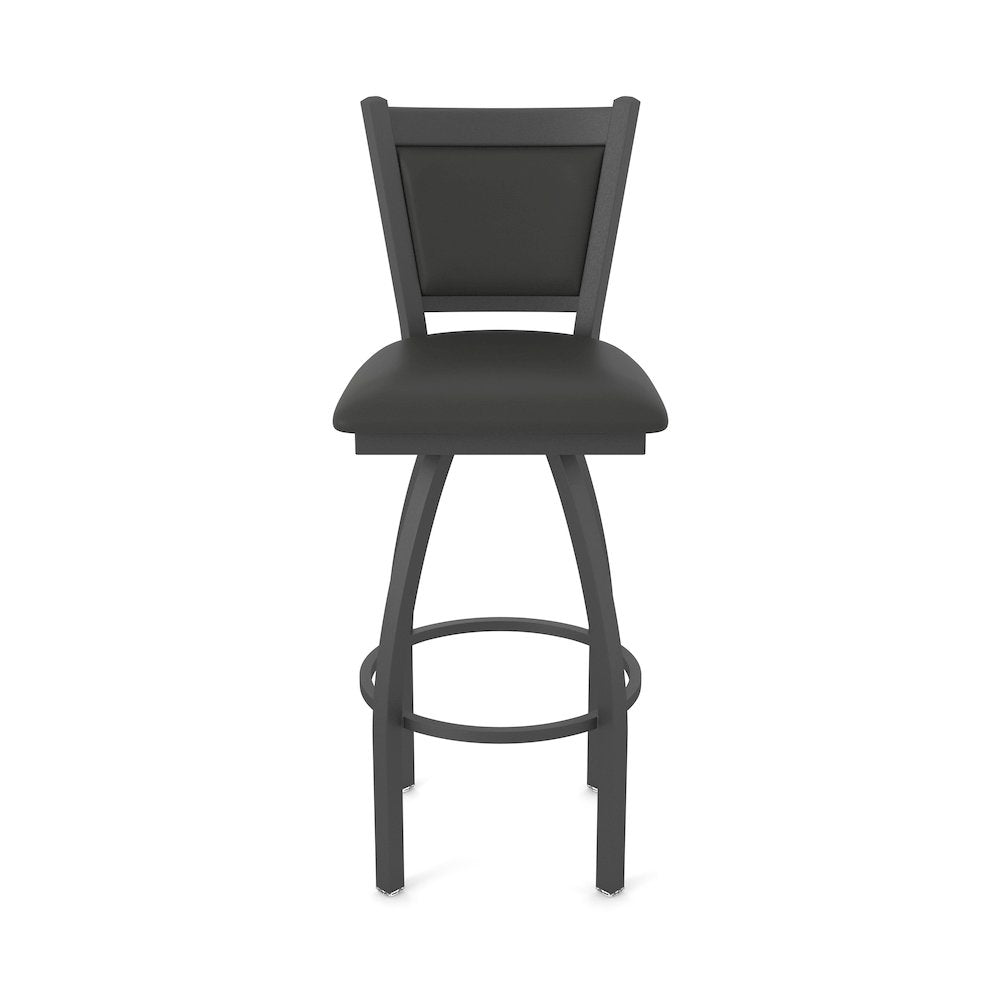 Swivel Bar Stool with Pewter Finish and Canter Iron Seat and Back