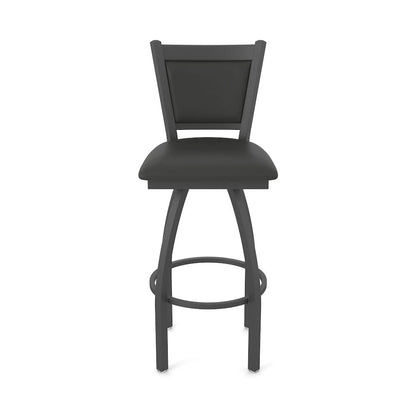 Swivel Bar Stool with Pewter Finish and Canter Iron Seat and Back