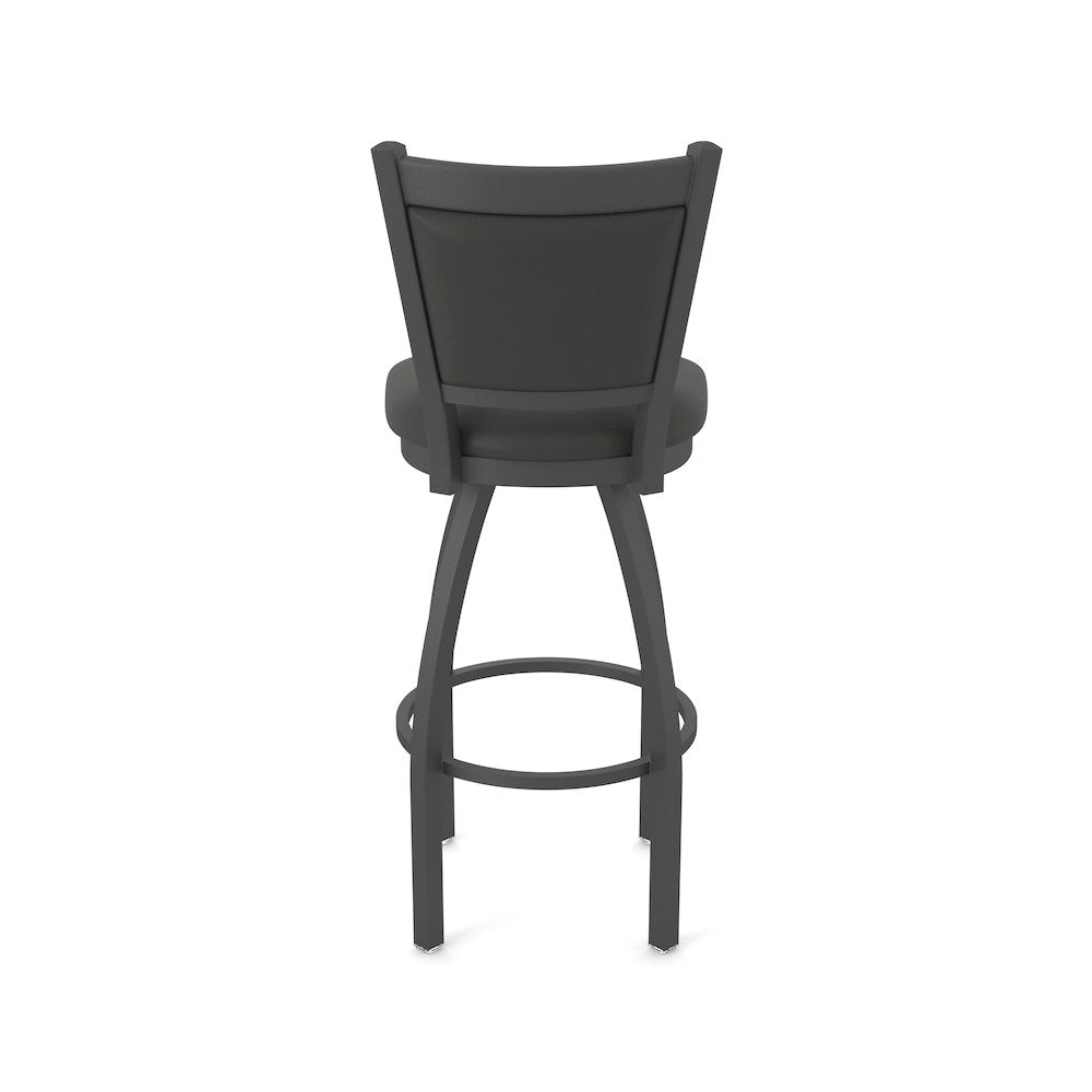 Swivel Bar Stool with Pewter Finish and Canter Iron Seat and Back