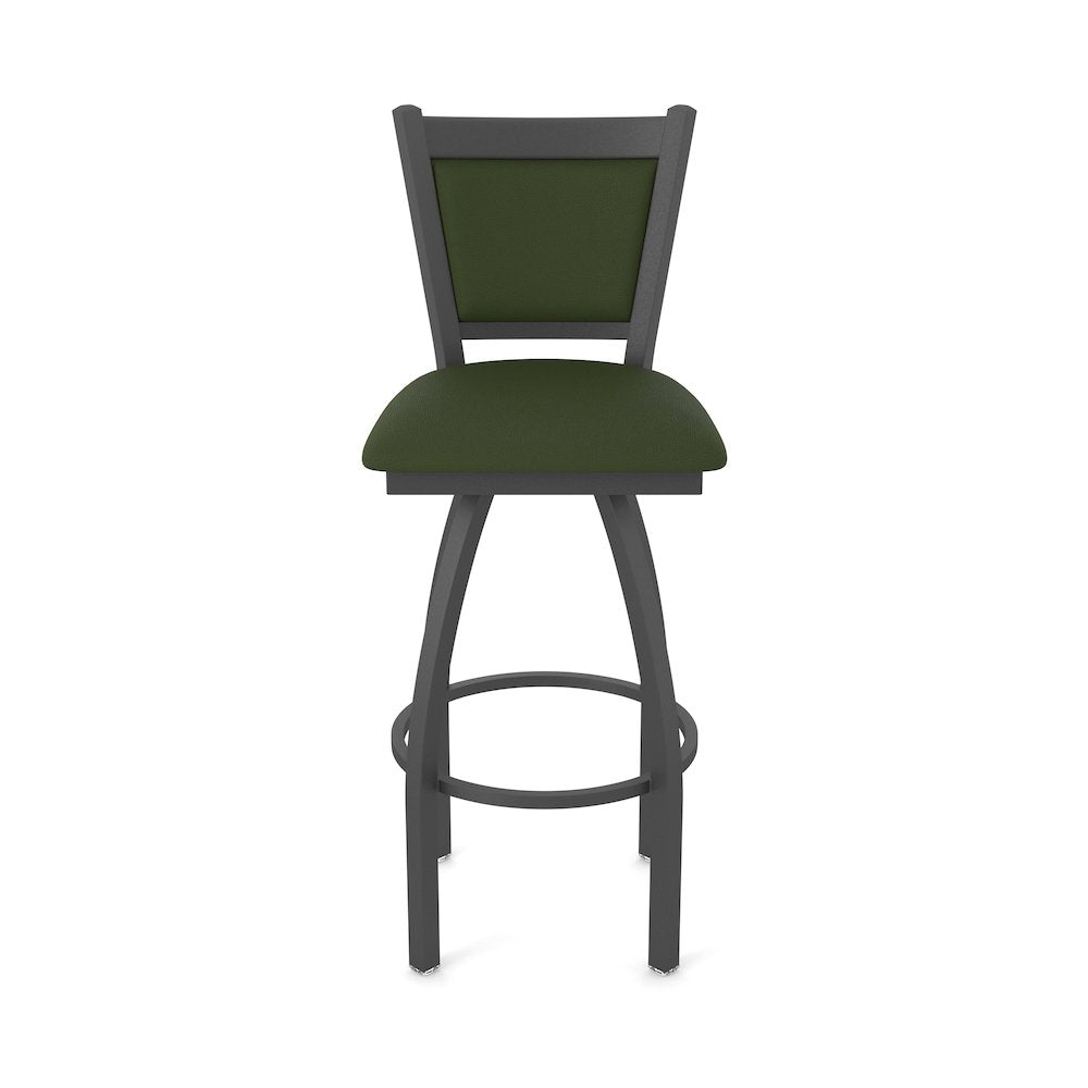 Swivel Bar Stool with Pewter Finish and Canter Pine Seat and Back