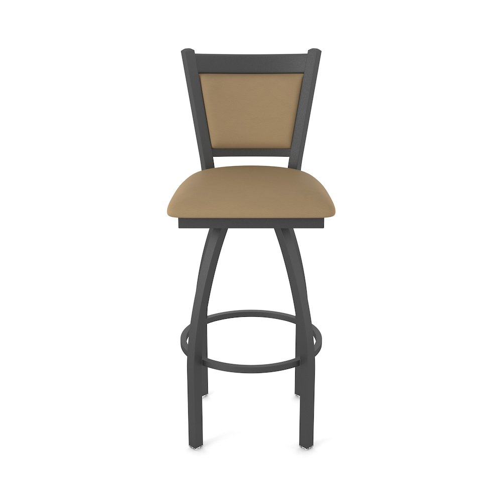 Swivel Bar Stool with Pewter Finish and Canter Sand Seat and Back