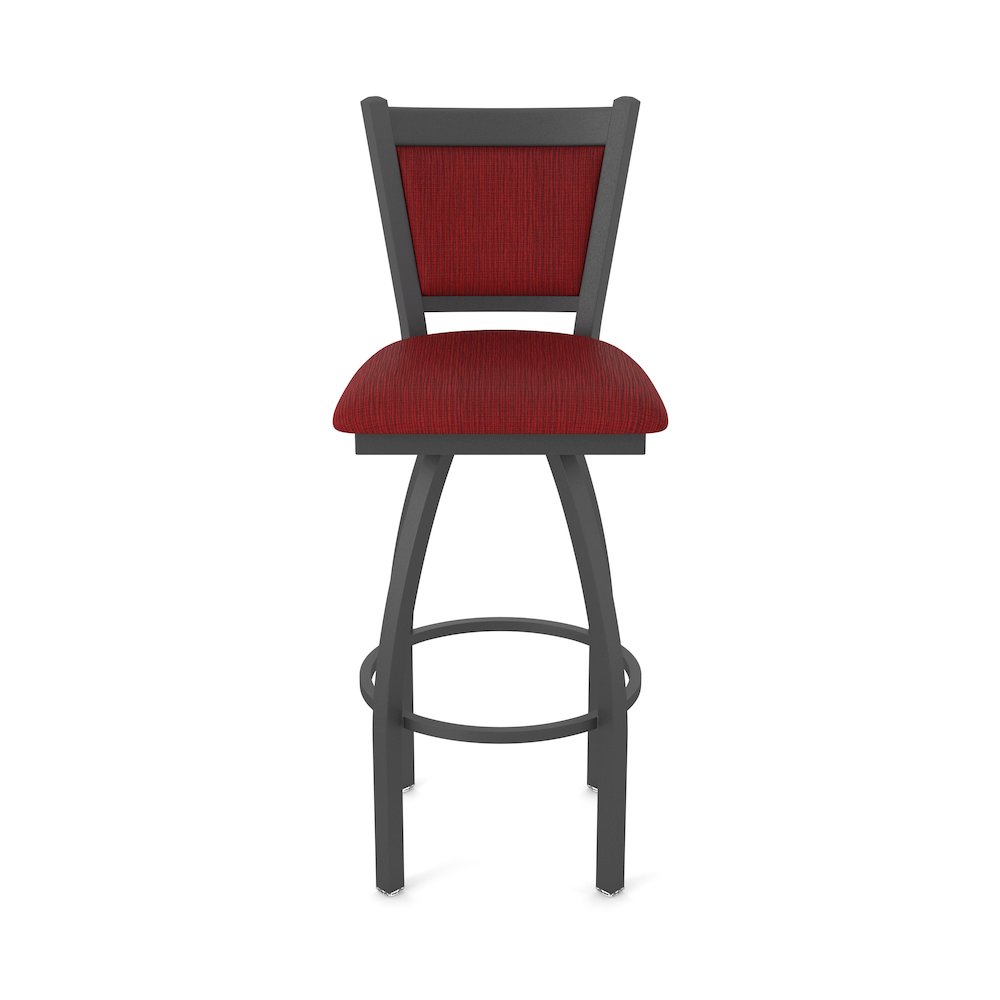 Swivel Bar Stool with Pewter Finish and Graph Ruby Seat and Back