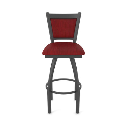 Swivel Bar Stool with Pewter Finish and Graph Ruby Seat and Back
