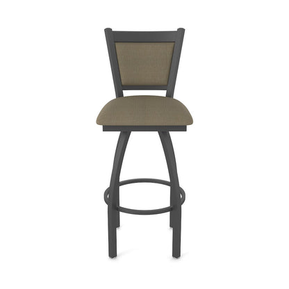 Swivel Bar Stool with Pewter Finish and Graph Cork Seat and Back