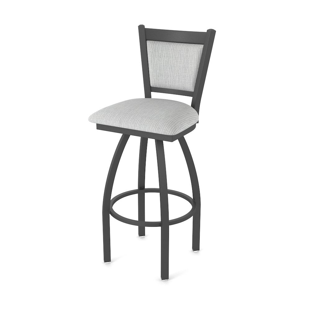 Swivel Bar Stool with Pewter Finish and Graph Alpine Seat and Back