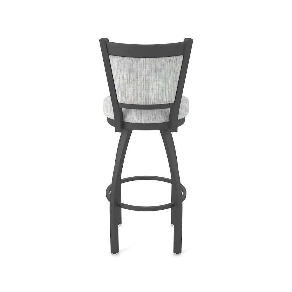 Swivel Bar Stool with Pewter Finish and Graph Alpine Seat and Back