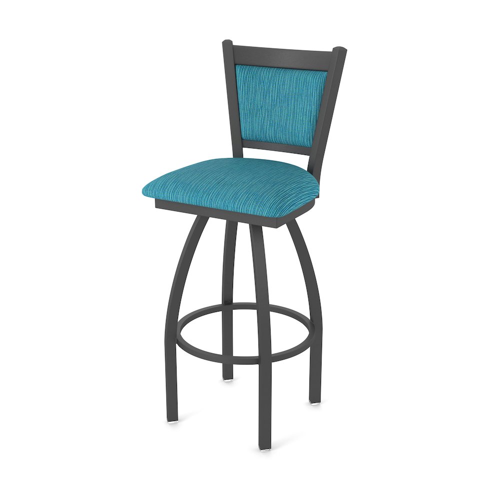 Swivel Bar Stool with Pewter Finish and Graph Tidal Seat and Back