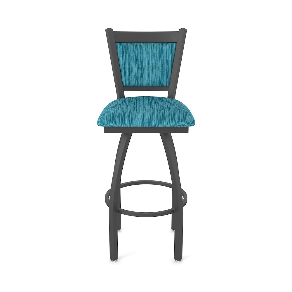 Swivel Bar Stool with Pewter Finish and Graph Tidal Seat and Back