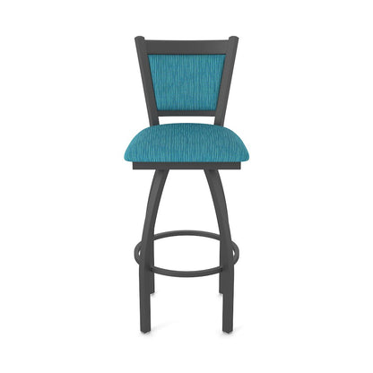 Swivel Bar Stool with Pewter Finish and Graph Tidal Seat and Back