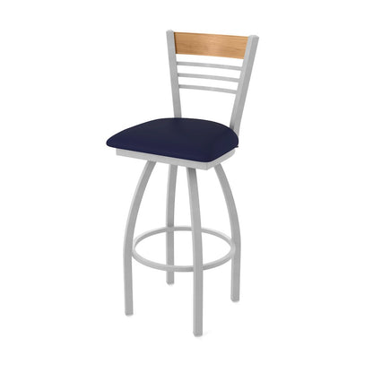 30" Swivel Bar Stool, Anodized Nickel Finish, Medium Back, Canter Twilight Seat