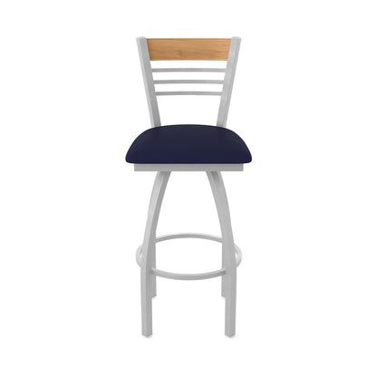 30" Swivel Bar Stool, Anodized Nickel Finish, Medium Back, Canter Twilight Seat
