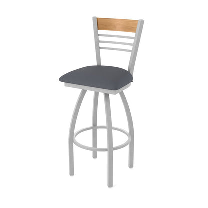 30" Swivel Bar Stool, Anodized Nickel Finish, Medium Back, Canter Storm Seat