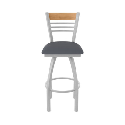 30" Swivel Bar Stool, Anodized Nickel Finish, Medium Back, Canter Storm Seat