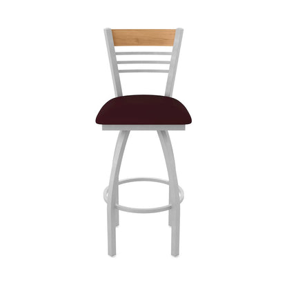 30" Swivel Bar Stool, Anodized Nickel Finish, Medium Back, Canter Bordeaux Seat