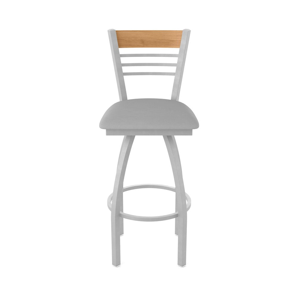 30" Swivel Bar Stool, Anodized Nickel Finish, Medium Back