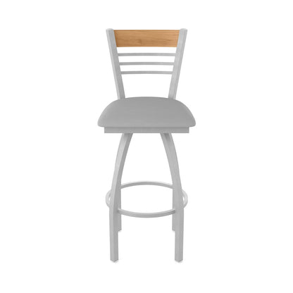 30" Swivel Bar Stool, Anodized Nickel Finish, Medium Back