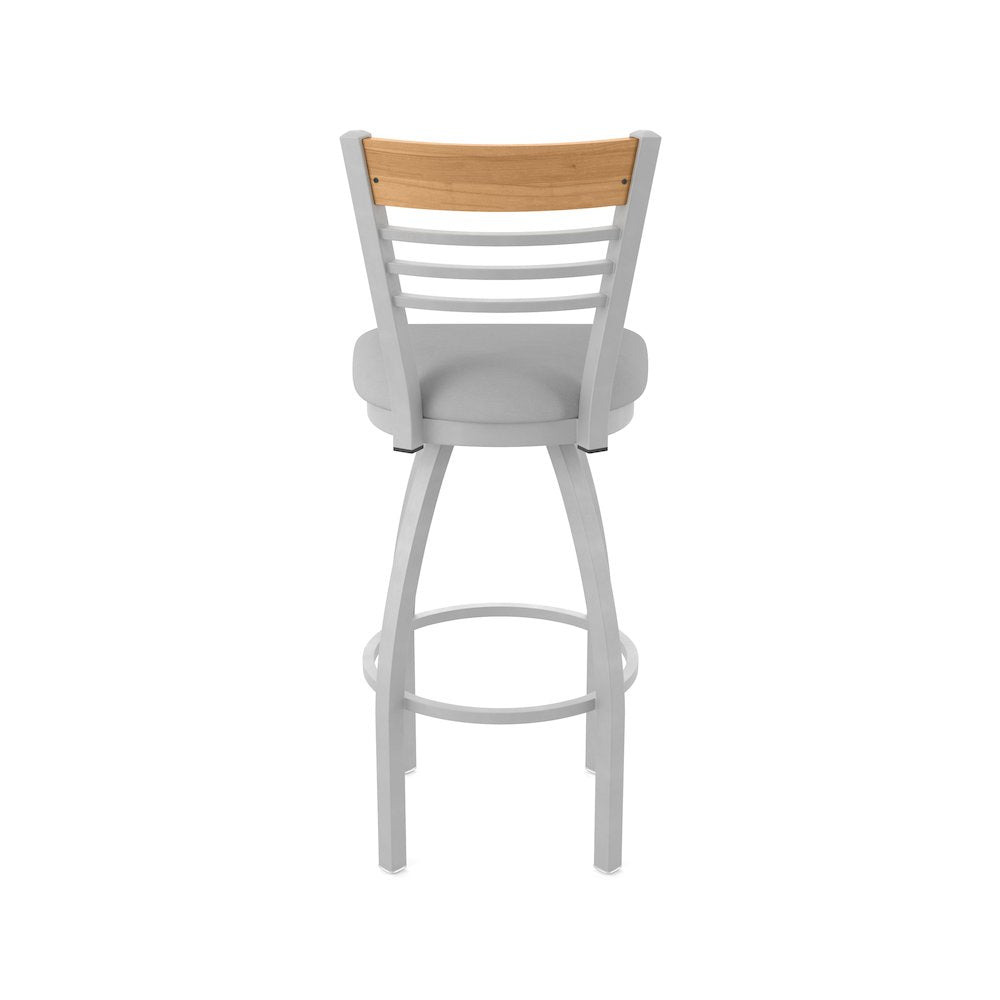 30" Swivel Bar Stool, Anodized Nickel Finish, Medium Back