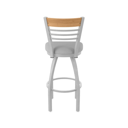 30" Swivel Bar Stool, Anodized Nickel Finish, Medium Back