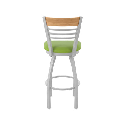 30" Swivel Bar Stool, Anodized Nickel Finish, Medium Back