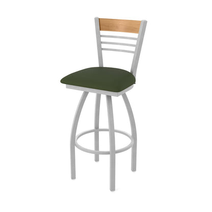 30" Swivel Bar Stool, Anodized Nickel Finish, Medium Back, Canter Pine Seat