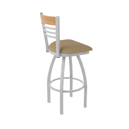 30" Swivel Bar Stool, Anodized Nickel Finish, Medium Back, Canter Sand Seat