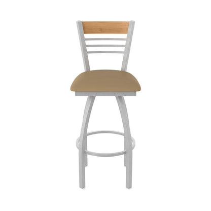 30" Swivel Bar Stool, Anodized Nickel Finish, Medium Back, Canter Sand Seat