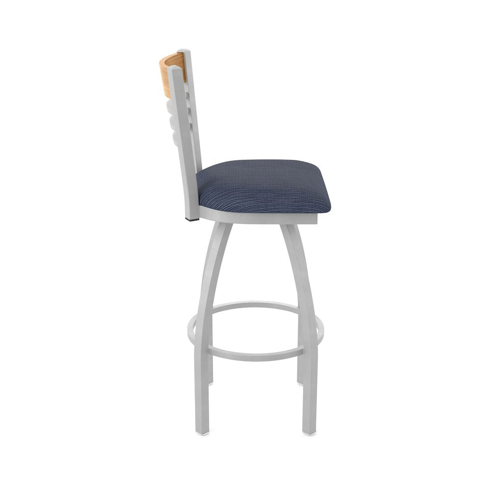 30" Swivel Bar Stool, Anodized Nickel Finish, Medium Back, Graph Anchor Seat