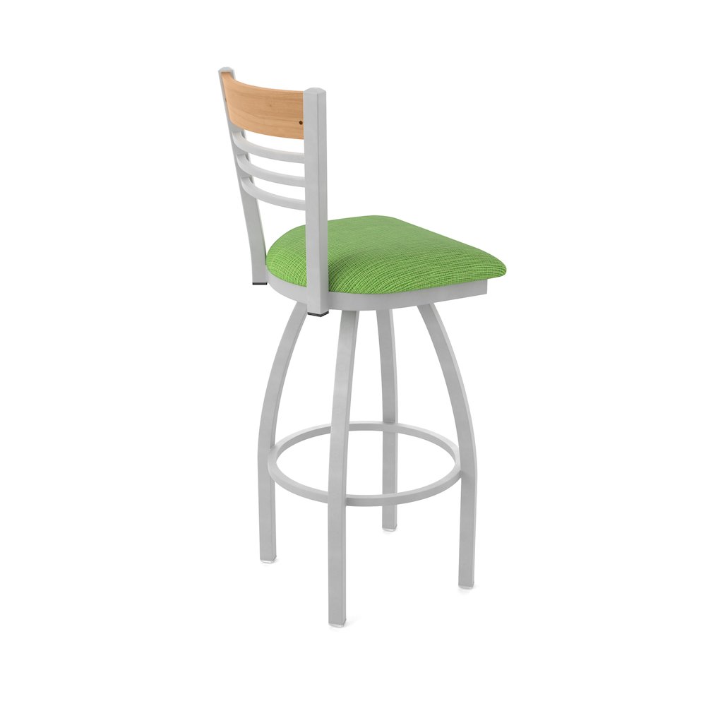 30" Swivel Bar Stool, Anodized Nickel Finish, Medium Back, Graph Parrot Seat