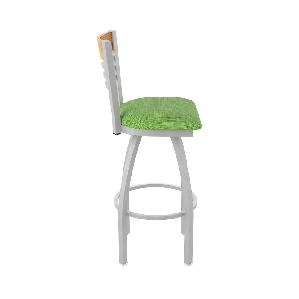 30" Swivel Bar Stool, Anodized Nickel Finish, Medium Back, Graph Parrot Seat
