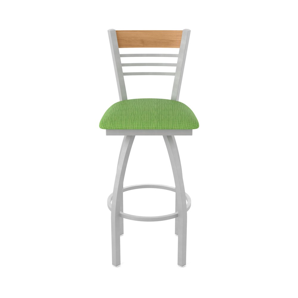 30" Swivel Bar Stool, Anodized Nickel Finish, Medium Back, Graph Parrot Seat