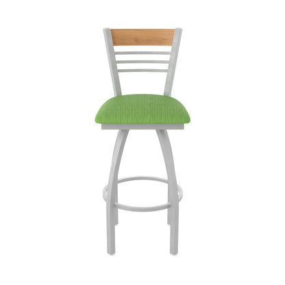 30" Swivel Bar Stool, Anodized Nickel Finish, Medium Back, Graph Parrot Seat